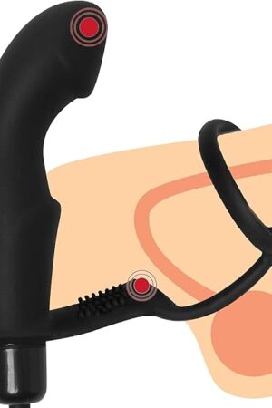Vibrating Elastic Penis Sleeve Penis Vibrator, Couples Adult Sex Toys for Men Vibrator with 10 Modes, Vibrating with Ring for Penis & G Spot Stimulation (A)