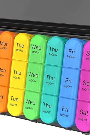 Daviky Pill Organizer 3 Times a Day, Daily Pill Box 7 Day, Weekly Cases Medicine Organizers to Hold Vitamins and Medication