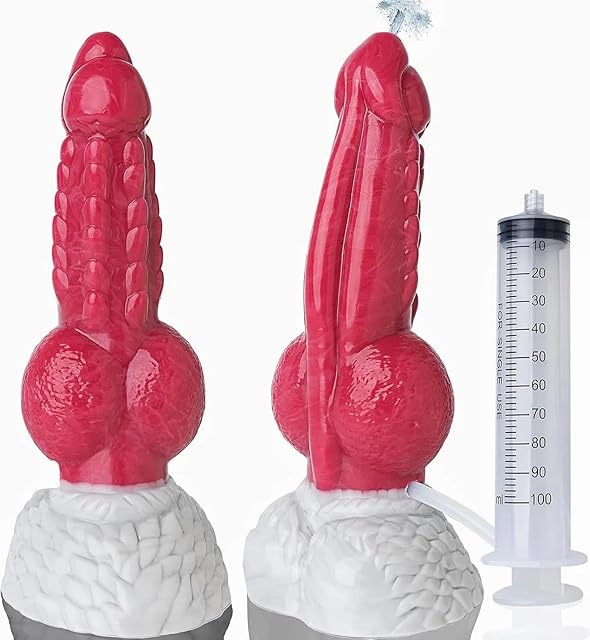 Big Monster Squirting Knot Dildo - 95" Huge Ejaculating Fantasy Dildo, Giant Girthy Horse Dragon Dildos with Suction Cup, Massive Ribbed Knotted Dog Dildos, Adult Sex Toys & Games for Women Men Gay