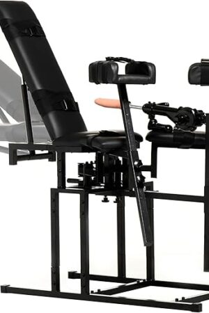 Master Series Obedience Chair with Sex Machine: Heavy Duty Leg Spreader for Men, Women & Couples Adjustable Thrusting Speed, Includes Vac-U-Lock Dildo, Black BDSM Furniture