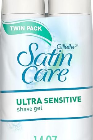 Gillette Satin Care Ultra Sensitive Shave Gel for Women, Pack of 2, 7oz Each, Frangrance Free