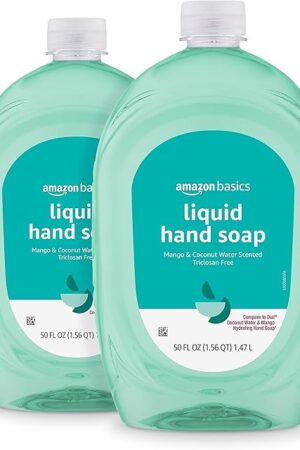Amazon Basics Liquid Hand Soap Refill, Mango & Coconut Water Scent, Triclosan-Free, 50 Fl Oz (Pack of 2)