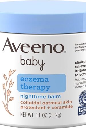 Aveeno Baby Eczema Therapy Nighttime Moisturizing Body Balm, Soothes & Relieves Dry, Itchy Skin from Eczema, HSA/FSA Eligible, Hypoallergenic, Fragrance- & Steroid-Free, 11 oz