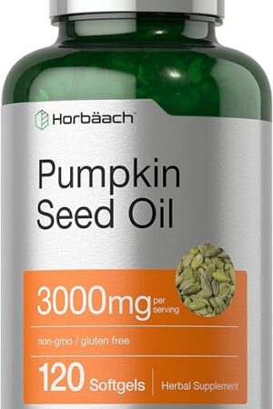 Horb?ach Pumpkin Seed Oil | 3000mg | 120 Softgel Capsules | Cold Pressed Dietary Supplement | Non-GMO and Gluten Free Formula