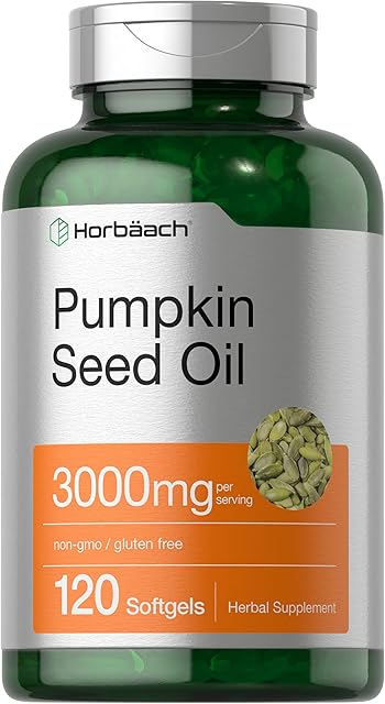 Horb?ach Pumpkin Seed Oil | 3000mg | 120 Softgel Capsules | Cold Pressed Dietary Supplement | Non-GMO and Gluten Free Formula