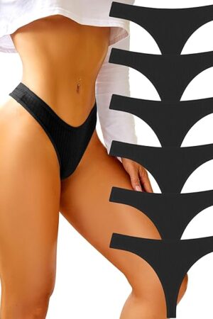 Cotton Thongs for Women Soft Low Rise Sexy Thong Ladies Panties Womens Underwear 6 Pack S-XXXL