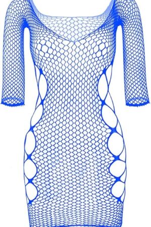 Women Fishnet Lingerie Sleepwear One Piece Babydoll V-Neck Mini Dress One Size