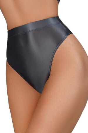 Women's Shiny Oily Thong Panties Sexy High Waist Seamless Invisible Solid Hipster Panties