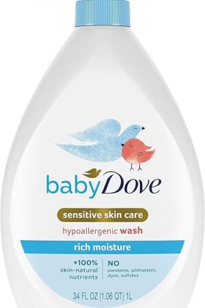 Baby Dove Sensitive Skin Care Baby Wash Rich Moisture For Baby Bath Time Tear-Free and Hypoallergenic 34 oz