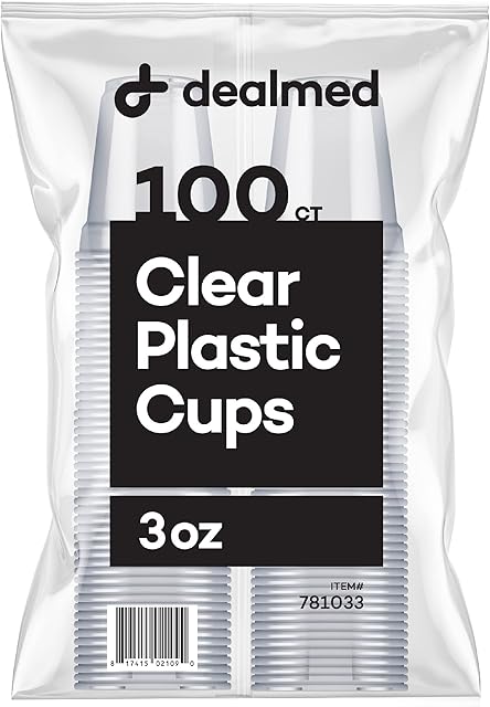 Dealmed 3 oz Disposable Plastic Cups ? 100% Recyclable Cups for Doctor's Offices, School Nurse's, Hospitals, at Home and More (Pack of 100)