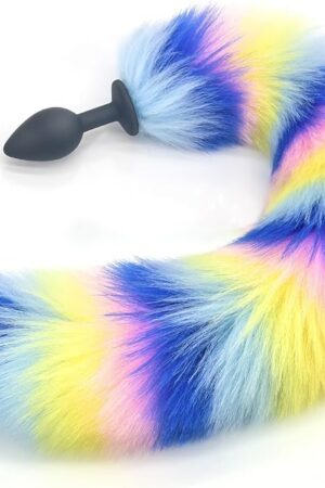 Anal Plug Mixed-Color Fox Tail 1574-Inch-Long Sexual Anus Tail Black Butt Plug Cosplay Game Sex Toy for Women Men