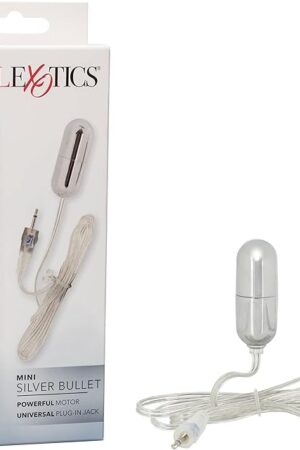 CalExotics Sterling Collection - Mini Wired Bullet Egg Vibrator - Sex Toys for Couples - Adult Vibe Massager - Silver - 1.5 Inch