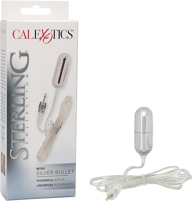 CalExotics Sterling Collection - Mini Wired Bullet Egg Vibrator - Sex Toys for Couples - Adult Vibe Massager - Silver - 1.5 Inch