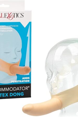 CalExotics Original Accommodator Latex Dong ? Hands Free Strap On Probe for Couples ? Adult Dildo Sex Toys - Ivory