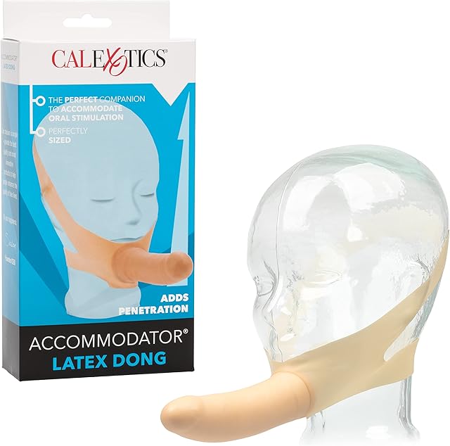 CalExotics Original Accommodator Latex Dong ? Hands Free Strap On Probe for Couples ? Adult Dildo Sex Toys - Ivory