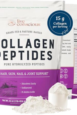 Collagen Peptides Powder - Naturally-Sourced Hydrolyzed Collagen Powder - Hair, Skin, Nail, and Joint Support - Type I & III Grass-Fed Collagen Supplements for Women and Men - 41 Servings - 16oz