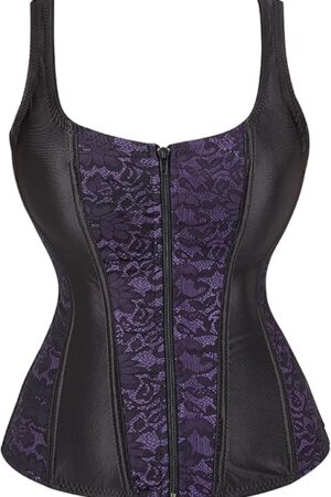Women Sexy Boned Lace up Corsets and Strap Bustiers Top Overbust Shaper