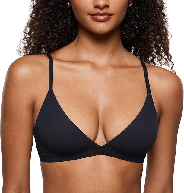 Women's Inbarely Triangle Bralette Plunge Unlined Seamless Bra No Underwire Sexy Comfortable Everyday