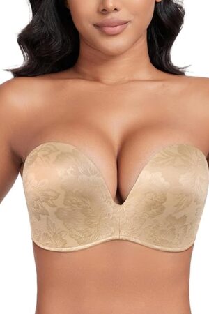 Women Hand Shape Custom Lift Invisible Wirefree Anti-Slip Strapless Push Up Bra