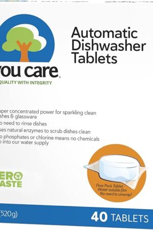 If You Care Dishwasher Tablets 40 Count - Powerful, Plant Based, Concentrated, Biodegradable, Natural Dish Cleaner Detergent, Dishwashing Soap Tabs