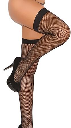 FISHNET THIGH HI WITH BACK SEAM.