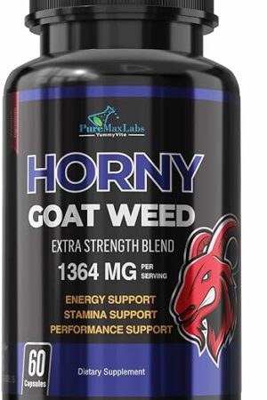 Horny Goat Weed Extra Strength - with Maca, L-Arginine, Ginseng - Boost Desire, Performance, Stamina, Energy, Non-GMO Formula, 60 Capsules