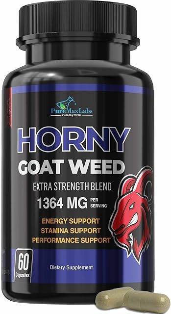 Horny Goat Weed Extra Strength - with Maca, L-Arginine, Ginseng - Boost Desire, Performance, Stamina, Energy, Non-GMO Formula, 60 Capsules