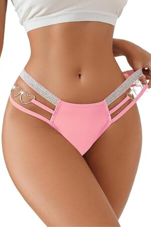 Women Sexy Panties Cut Out Low Rise Cheeky Underwear Strappy V Waist High Cut Bikini Briefs