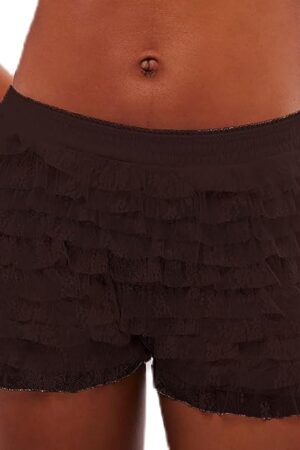 Women Floral Lace Shorts Ruffle Layered Bloomers Y2k Mid Rise Micro Shorts Booty Sexy Coquette Boyshorts