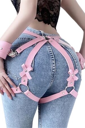 Women Pu Leather Harness Garter Sword Belt Sexy Lady Tight Bondage Lingerie Gothic Rave Leg Harness Thigh Body Garter