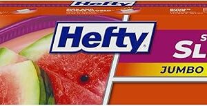 Hefty Slider Jumbo Storage Bags, 25 Gallon Size, 12 Count