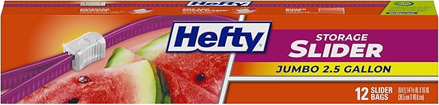 Hefty Slider Jumbo Storage Bags, 25 Gallon Size, 12 Count