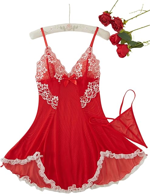 Women's Lingerie Nightwear Spaghetti Strap Nightgown Sexy Babydoll Chemise S-XXL