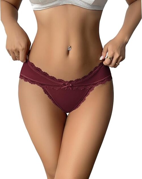 Womens Underwear Cotton Panties Cheeky Bikini Underpanties Lace Stretch Hipster Briefs Multipack