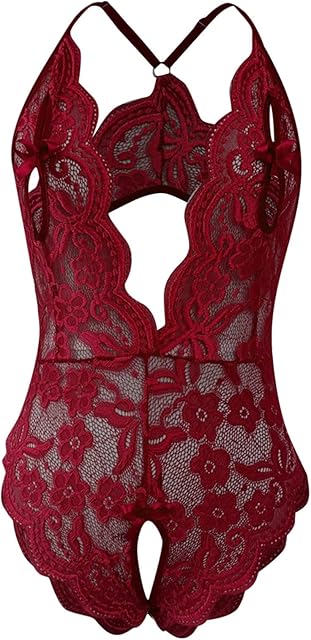 Women Sexy V Neck Underwears Sexy Lingerie Lace Backless Lanyard Underwears Conjoined Tight Suit Negligee