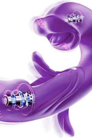 G-Spot 3-in-1 Version Vibrator with 7 Flapping, 7 Vibrating and 5 Licking & Sucking Modes Silicone Body Massager Lips Clits Stimulator Sex Toys & Games for Women Couples-Purple