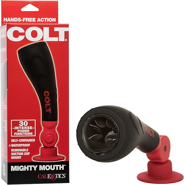 CalExotics COLT Mighty Mouth, Waterproof 30-Function Male Masturbator with Suction Cup Mount for Hand Free Action Black SE-6889-03-3