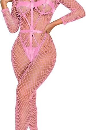 Full Fishnet Bodysuit,Underwire Strappy Lingerie For Women,Hollow Stockings Sexy Body Suit Boudoir Rave Club Night