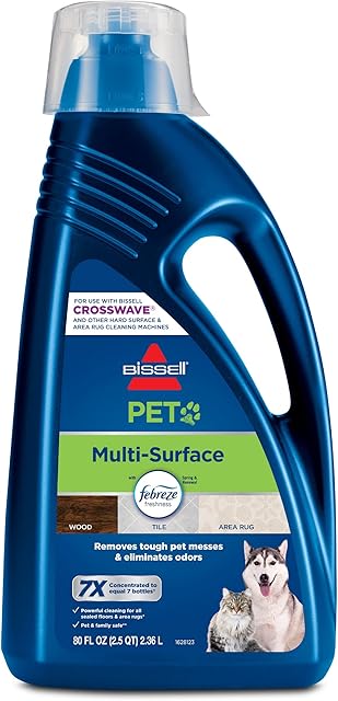 Bissell Multi-Surface Pet Formula with Febreze Freshness for Crosswave, 2295L, 80 oz, Safe to use on Sealed Hard Floors and Area Rugs, Removes Tough Pet Messes, and Eliminates Odors Febreze Freshness