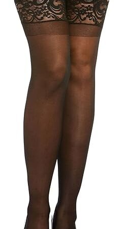 Women's Sheer Thigh-High Stockings with Silicone Lace Top