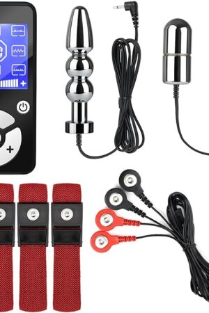 Electric Anal Plugs Adult Sex Toys and Penis Rings, 25-26mm Analplug Training Sets Remote Control for Nerve Stimulation with Adjustable Electro Sex Cock Rings and 2PCS Black Wires