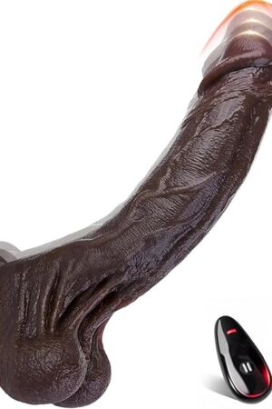 9" Realistic Black Thrusting Moving Dildo Sex Toys - Heated Vibrator Big BBC Dildo, Suction Cup Riding Dildos for Vagina Anal, Remote Control Adult Toys for Women Men with 7 Thrusting 10 Vibrating