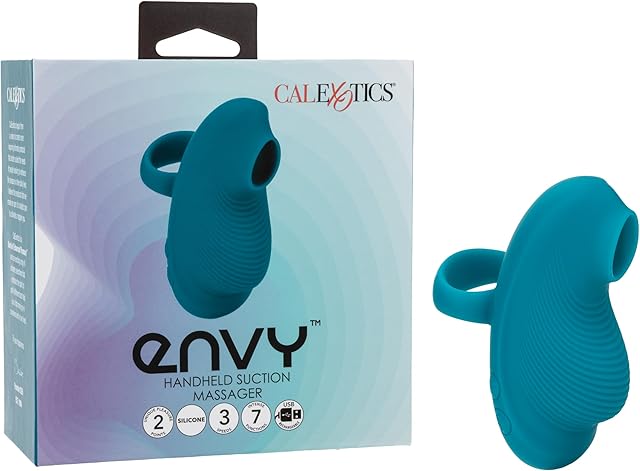 CalExotics Envy Handheld Suction Massager, Silicone Rechargeable Finger Vibrator for Women with 3+7 Function Settings - SE-0012-15-3
