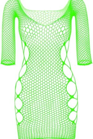 Women Fishnet Lingerie Sleepwear One Piece Babydoll V-Neck Mini Dress One Size