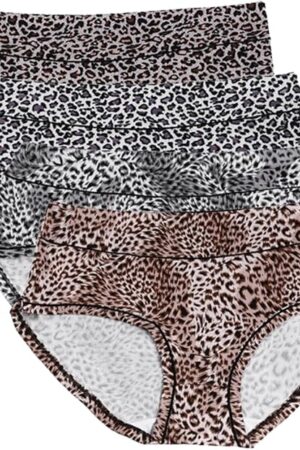 Womens Underwear Cotton Panties Plus Size Leopard Print Sexy Underwear 4 Pack