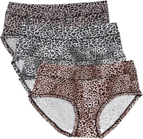 Womens Underwear Cotton Panties Plus Size Leopard Print Sexy Underwear 4 Pack