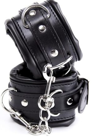Adjustable Handcuffs Wrist Ankle Bracelets SM Adult Plush PU Leather Bondage Fetish Handcuffs kit Cuff Restraint Set Sex Toy (Wrist)