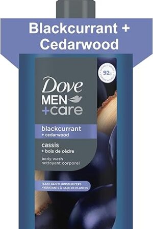 DOVE MEN + CARE Blackcurrant + Cedarwood Plant-Based Moisturizing Body Wash for Men, 26oz