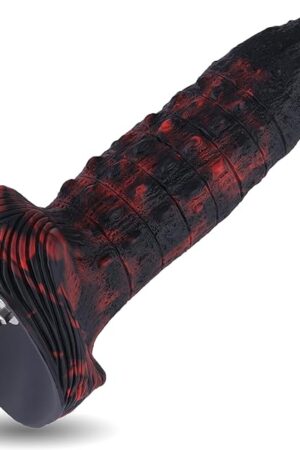 Hismith 8.7 Silicone Dildo with KlicLok System, 7.1 Insertable Length - 2.1 Max Width, Tapered Anal Sex Toy for Sex Machine, M Size, Scarlet-Hunter (Red &Black Mixed)