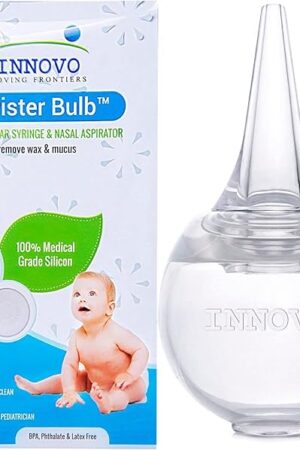 Innovo FSA/HSA Eligible Hospital Grade Silicone Twister Bulb Baby Ear Syringe and Nasal Aspirator, Sucks Snot and Mucus, Cleanable and Reusable, Clear